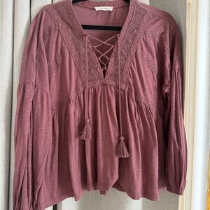 Lucky Brand Dusty Rose Bohemian Blouse